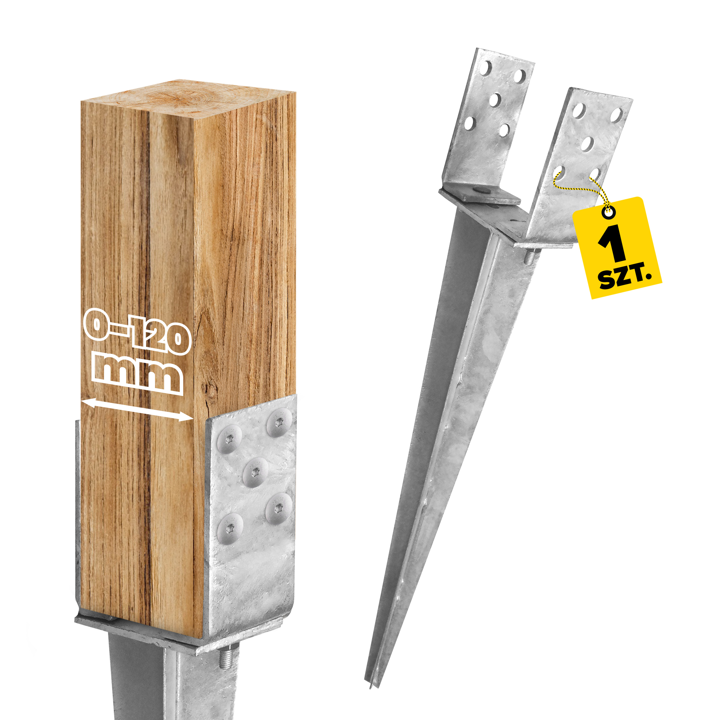 Podstawa słupa wbijana regulowana 70-120 mm - PSGR 0–120/700 | 70-120 mm Podstawa słupa wbijana regulowana 70-120 mm - PSGR 0–120/700 | 70-120 mm